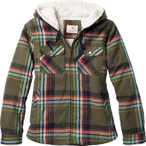 Legendary Whitetails Women's Standard Woodland Berber Lined Hooded Shirt Jacket, Olive Festival Plaid, Medium in Saudi Arabia