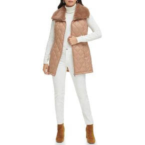 Calvin Klein Women's Quilted with Fur Collar Vest
