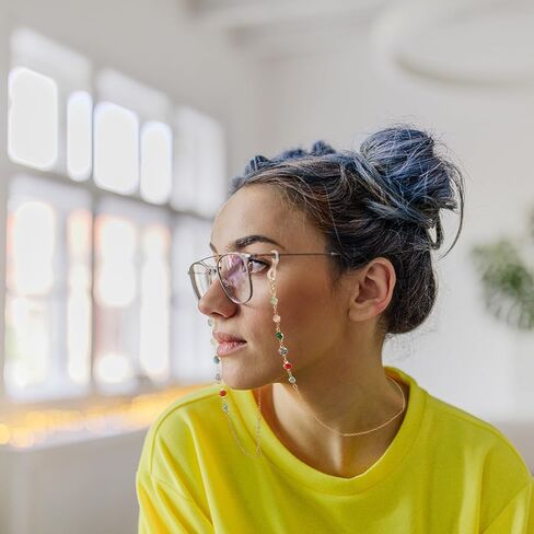 6 قطع سلسلة نظارات العين للنساء نظارات شمسية مع سلسلة ملونة مطرزة بحزام النظارات الشمسية وحامل حبل للنظارات وسلسلة تثبيت نظارات أنيقة وسلسلة زجاجية للقراءة حول الرقبة للنساء والرجال in Kuwait