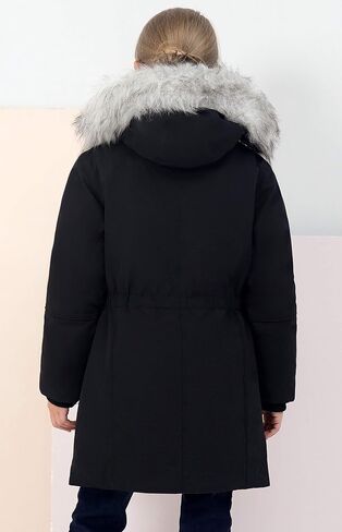 maoo garden Girls Winter Coats Heavyweight Waterproof Jacket Mid-Length Fur Hooded Parka in Kuwait