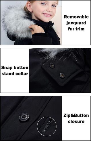 maoo garden Girls Winter Coats Heavyweight Waterproof Jacket Mid-Length Fur Hooded Parka in Kuwait