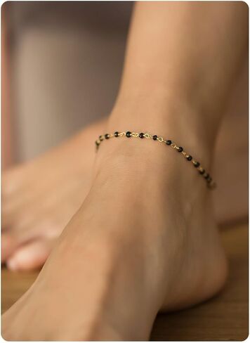 S.J JEWELRY Friendship Gift Handmade Dainty Anklet 14K Gold Plated/Silver Plated Star Lucky Beads Lace Chain Adjustable Foot Chain for Womens in Saudi Arabia