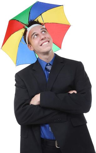 Umbrella Hat Pack of 4 - Colorful Party Hats - 20 Inch, Hands Free, Funny Rainbow Colorful Beach Party Hats, Adjustable Size Fits All Ages, Kids, Men & Women in Kuwait