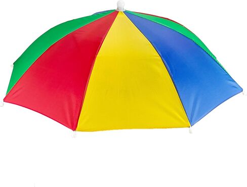 Umbrella Hat Pack of 4 - Colorful Party Hats - 20 Inch, Hands Free, Funny Rainbow Colorful Beach Party Hats, Adjustable Size Fits All Ages, Kids, Men & Women in Kuwait