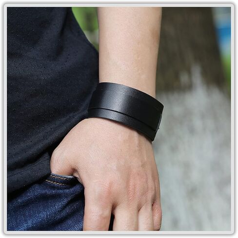 سوار Mgutillart Punk مشبك الحزام سوار معصم جلدي واسع in Kuwait