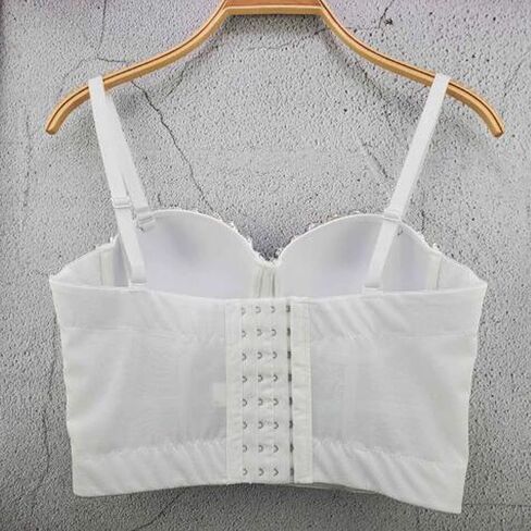 Women's Handmade Rhinestone Diamond Push up Bustier Crop Top Punk Corset Bra Vest in Kuwait