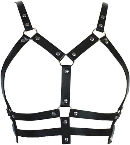 حزام الصدر للنساء من الجلد الأسود وحزام الخصر وحزام الصدر قابل للتعديل وحفلات النادي والمهرجانات in Kuwait