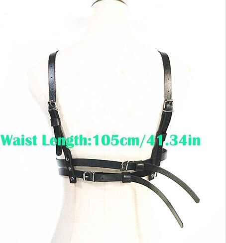 حزام الصدر للنساء من الجلد الأسود وحزام الخصر وحزام الصدر قابل للتعديل وحفلات النادي والمهرجانات in Kuwait