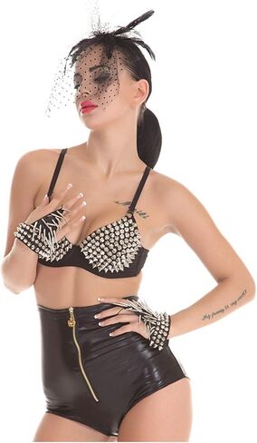 RARITYUS حمالة صدر نسائية مثيرة ذات سبايك معدني مرصعة ببرشام ملابس داخلية رافعة للأعلى ملابس داخلية للحفلات والنوادي الرياضية in Kuwait