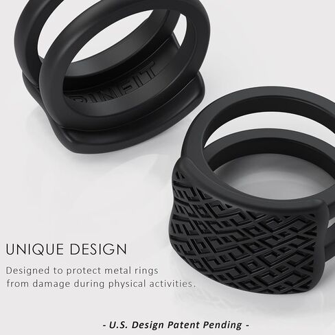 2PCS Ring Protectors for Working Out - Wedding Band and Engagement Ring Cover for Gym - Silicone Ring Guard - Rubber Ring Protector by RINFIT - Set of two: 4mm and 9mm in Kuwait