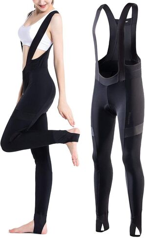 سروال مريلة لركوب الدراجات للسيدات من RION، سروال ركوب الدراجات عالي التمدد يسمح بالتهوية، سروال ضيق حراري مبطن 4D للدراجة الجبلية in Kuwait