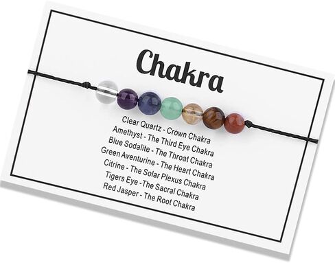 Ronglry Crystal Bracelet for Women Men Healing Crystal Bead Bracelet Amethyst 7 Chakra Bracelets Spiritual Anxiety Reiki Real Crystal Beads Healing Crystal Jewelry with Meaning Card in Saudi Arabia
