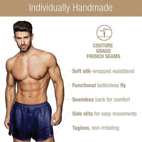 بوكسر حريري فاخر من تارا سارتوريا للرجال، عبوة من قطعتين، بوكسر حريري رجالي من التوت الطبيعي in Kuwait