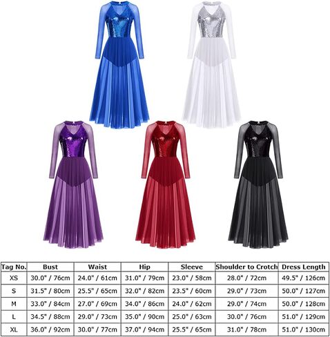 ODASDO المرأة أزياء رقص غنائي الترتر كم طويل شبكة تول فلوي ماكسي فستان طويل موردن المعاصرة Dancewear in Kuwait