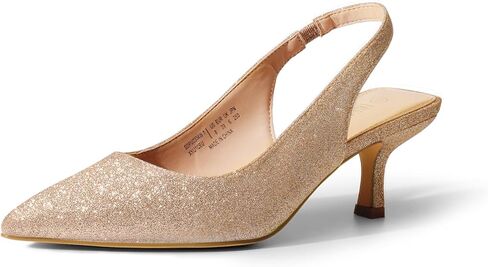 DREAM PAIRS Women’s Closed Toe Kitten Heels Pointed Toe Slingback Low Heels Dress Bridal Wedding Pumps Shoes in Kuwait