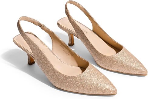 DREAM PAIRS Women’s Closed Toe Kitten Heels Pointed Toe Slingback Low Heels Dress Bridal Wedding Pumps Shoes in Kuwait