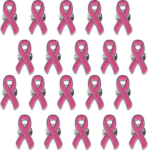 sticro 20 حزمة من دبابيس الشريط الوردي للتوعية بسرطان الثدي دبابيس المينا لجمع التبرعات، الماراثون، التطوع - وردي داكن in Kuwait