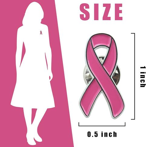 sticro 20 حزمة من دبابيس الشريط الوردي للتوعية بسرطان الثدي دبابيس المينا لجمع التبرعات، الماراثون، التطوع - وردي داكن in Kuwait