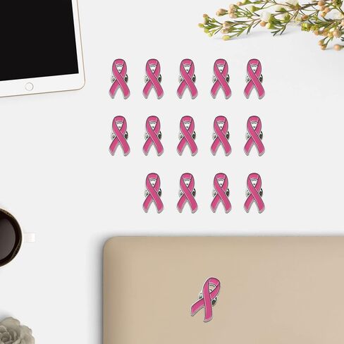 sticro 20 حزمة من دبابيس الشريط الوردي للتوعية بسرطان الثدي دبابيس المينا لجمع التبرعات، الماراثون، التطوع - وردي داكن in Kuwait