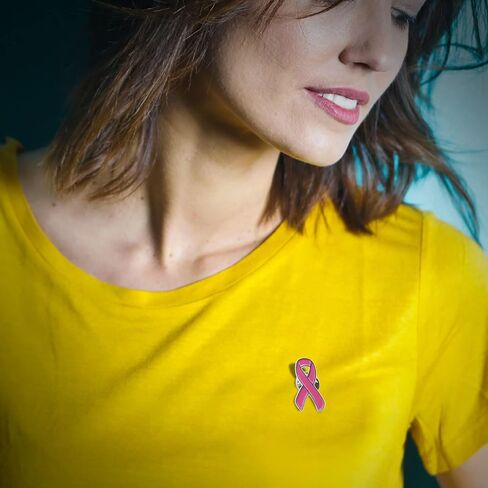 sticro 20 حزمة من دبابيس الشريط الوردي للتوعية بسرطان الثدي دبابيس المينا لجمع التبرعات، الماراثون، التطوع - وردي داكن in Kuwait