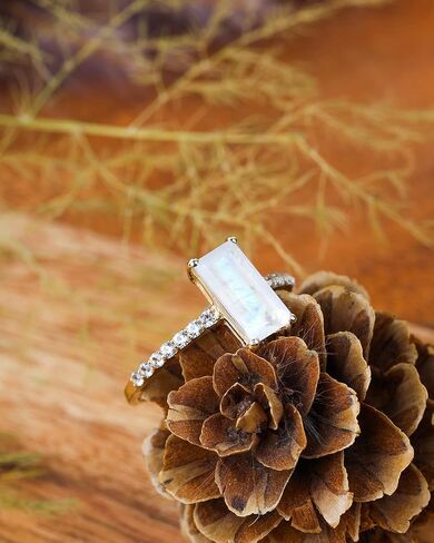 مجوهرات YoTreasure Rainbow Moonstone White Sapphire الصلبة 14K من الذهب الأصفر in Saudi Arabia