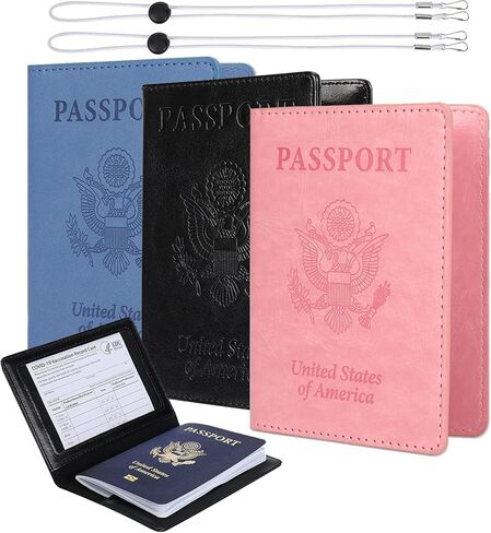 3 Pack Passport Holder, Leather Passport Cover Travel Essential Cruise Must Have Passport Holders, Passport Cover for Women Men, 3 Pack in Kuwait
