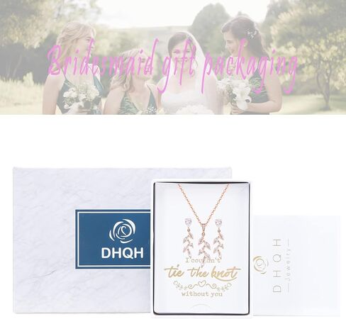 DHQH Bridesmaid Necklace Earrings Set Gifts I Couldn't Say I DO Without You Cubic Zirconia Leaf Pendant Necklace Bridesmaid Proposal Gift Set of 4 6 in Kuwait
