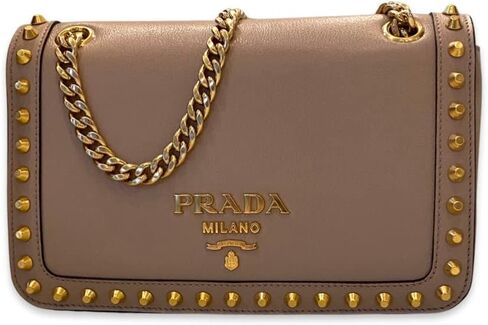 Prada Pattina Glace Calf Leather Cammeo Beige Pattina Studded Handbag in Saudi Arabia