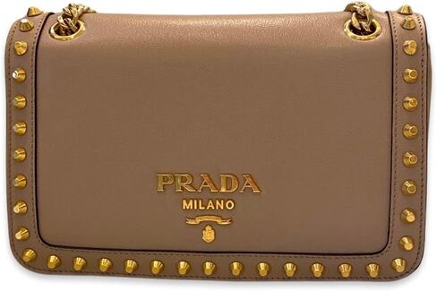 Prada Pattina Glace Calf Leather Cammeo Beige Pattina Studded Handbag in Saudi Arabia