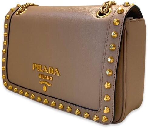 Prada Pattina Glace Calf Leather Cammeo Beige Pattina Studded Handbag in Saudi Arabia