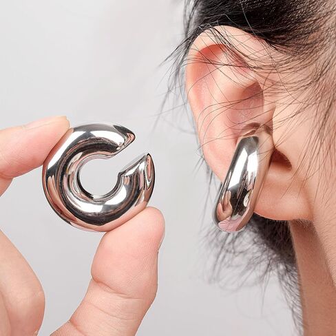 Chunky Ear Cuff Earrings for Women Non Piercing Ear Clip Earrings 14K Gold Ear Cuff and Silver Ear Cuffs Set in Kuwait