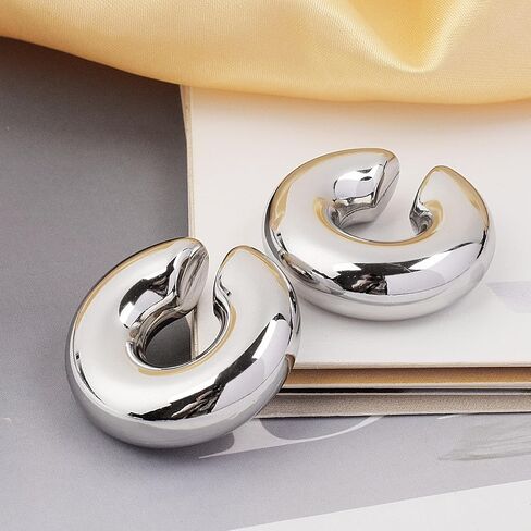 Chunky Ear Cuff Earrings for Women Non Piercing Ear Clip Earrings 14K Gold Ear Cuff and Silver Ear Cuffs Set in Kuwait
