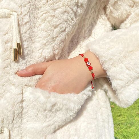 chorfla Evil Eye Bracelet For Women Teen Girls Amulet Pink Protection Bracelet Good Luck Adjustable String Bracelet Anklet in Kuwait