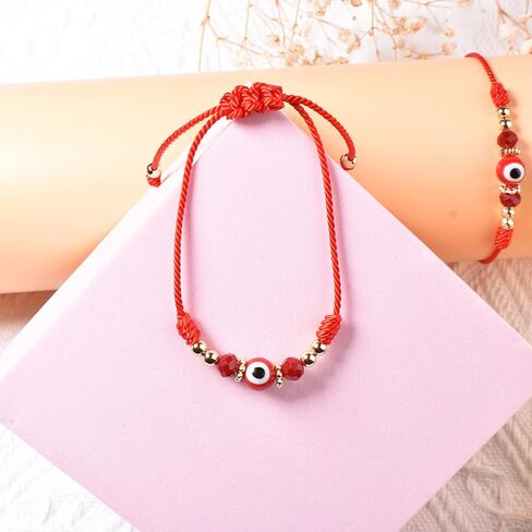 chorfla Evil Eye Bracelet For Women Teen Girls Amulet Pink Protection Bracelet Good Luck Adjustable String Bracelet Anklet in Kuwait