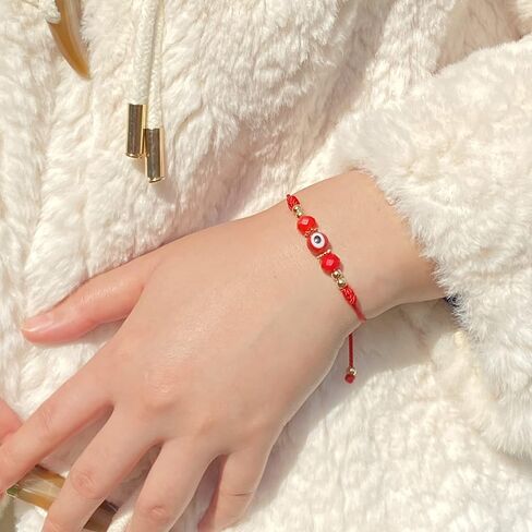 chorfla Evil Eye Bracelet For Women Teen Girls Amulet Pink Protection Bracelet Good Luck Adjustable String Bracelet Anklet in Kuwait
