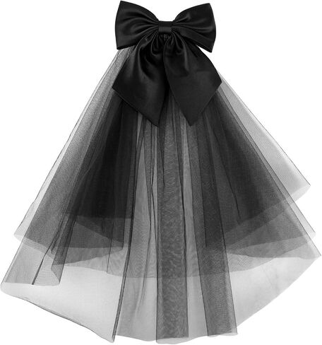 Ayliss Women Bridal Veil Short Tulle Lace Bowknot Wedding Bridal Veil Headpieces Gothic Halloween Coplay Party Veil in Kuwait