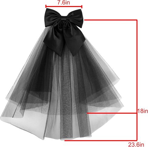 Ayliss Women Bridal Veil Short Tulle Lace Bowknot Wedding Bridal Veil Headpieces Gothic Halloween Coplay Party Veil in Kuwait