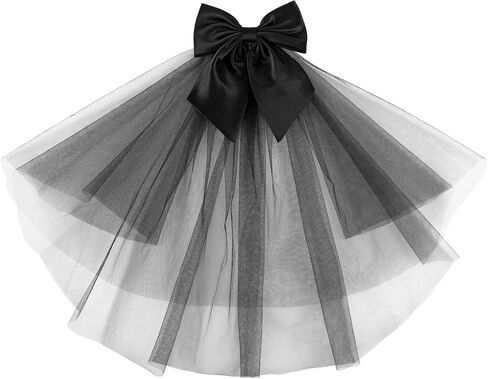 Ayliss Women Bridal Veil Short Tulle Lace Bowknot Wedding Bridal Veil Headpieces Gothic Halloween Coplay Party Veil in Kuwait