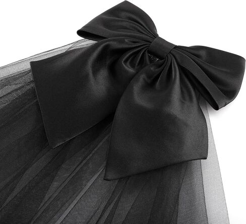Ayliss Women Bridal Veil Short Tulle Lace Bowknot Wedding Bridal Veil Headpieces Gothic Halloween Coplay Party Veil in Kuwait