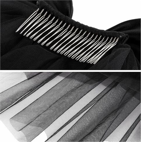 Ayliss Women Bridal Veil Short Tulle Lace Bowknot Wedding Bridal Veil Headpieces Gothic Halloween Coplay Party Veil in Kuwait