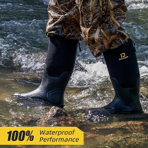 أحذية المطر DRYCODE للرجال مع ساق فولاذية، أحذية عمل مطاطية معزولة مقاومة للماء، أحذية طين متينة من النيوبرين 5 مم للصيد وصيد الأسماك، مقاس 5-14 in Kuwait