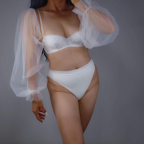 DooWay Women Fashion Wedding Detached TULLE PUFF SLEEVES Oversize Semi Sheer Long Sun Protection Fingerless Gloves in Kuwait