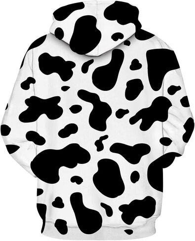 Hisayhe Unisex Novelty Hooded Sweatshirt 3D Cow Print Funny Hoodie Pullover in Kuwait