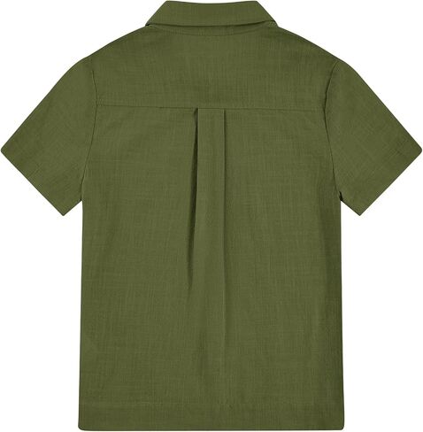 قمصان أطفال أولادي من الكتان Guayabera بأكمام قصيرة وأزرار سفلية وياقة منتشرة للصيف، قمصان كوبية سادة سادة in Kuwait