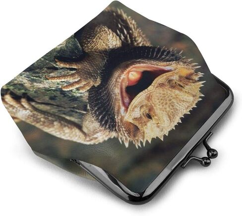 Bearded Dragon Lizards Leather Coin Purse Small Kiss-Lock Change Pouch Clasp Closure Buckle Wallet for Women Girl in Kuwait