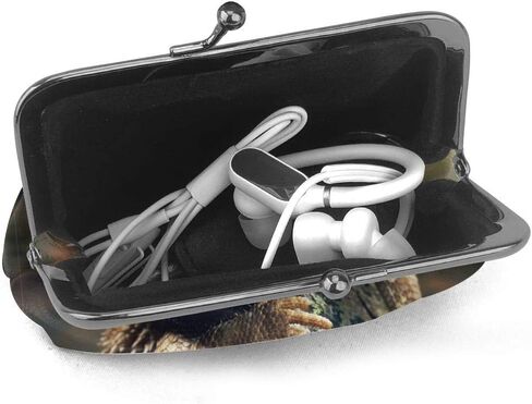 Bearded Dragon Lizards Leather Coin Purse Small Kiss-Lock Change Pouch Clasp Closure Buckle Wallet for Women Girl in Kuwait