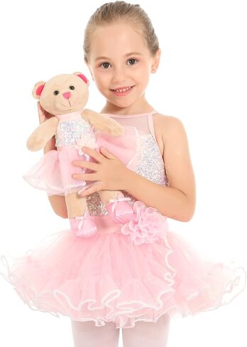 Phineein Kids Ballet Dance Dress Skirted Leotard with Matching Ballerina Teddy Bear Set, Gift for Girls in Kuwait