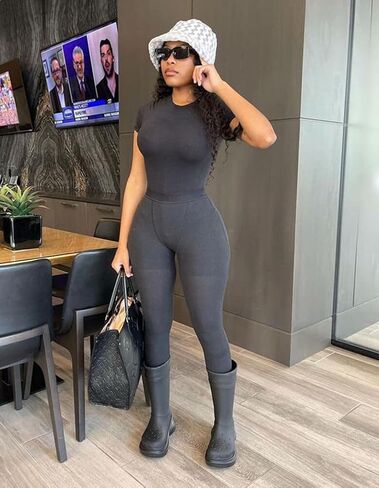 ZFLM Casual Workout Two Piece Outfits for Women Fitted Crew Neck T-shirt High Waist pants Matching Sets Streetwear in Saudi Arabia