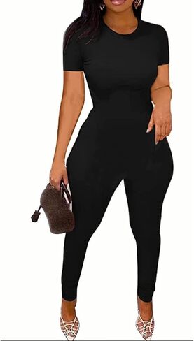 ZFLM Casual Workout Two Piece Outfits for Women Fitted Crew Neck T-shirt High Waist pants Matching Sets Streetwear in Saudi Arabia