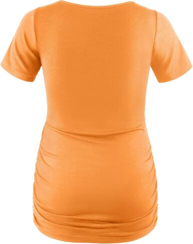 DEBELLY Maternity Shirts Short Sleeve Tops Black Shirts Footprints Pregnancy Ruched Sides Casual Shirt in Kuwait